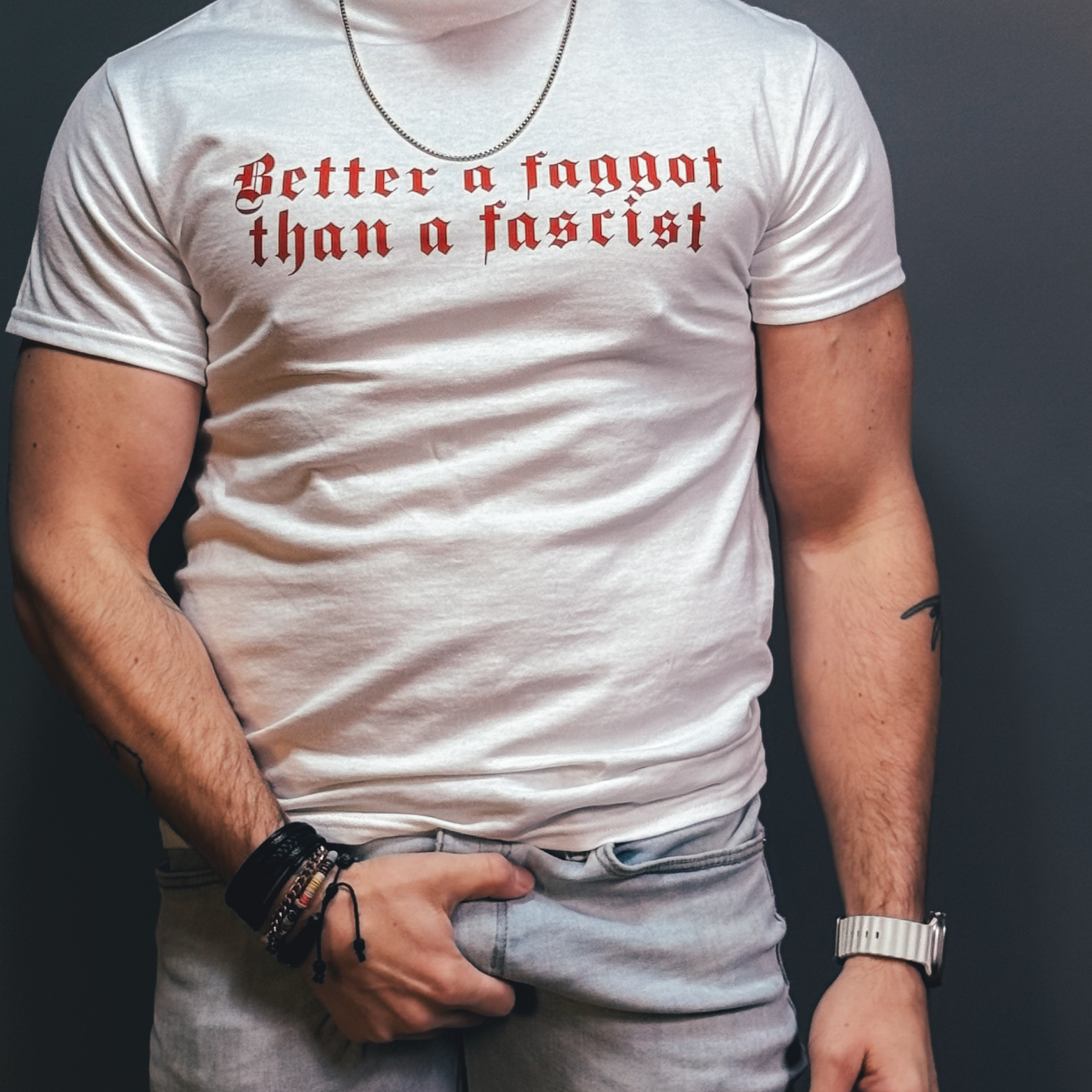 Pop culture, runway attitude, and a brain beneath the graphic.